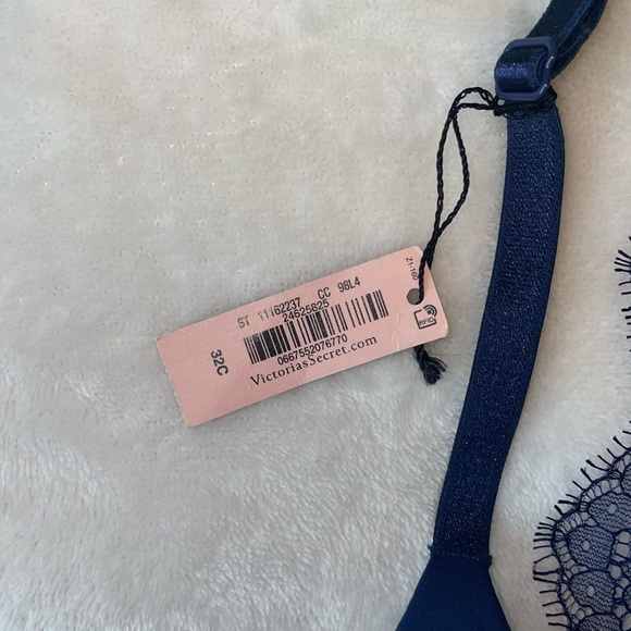 NWT VICTORIAS SECRET Navy Lace Racerback Push up bra - Picture 6 of 6